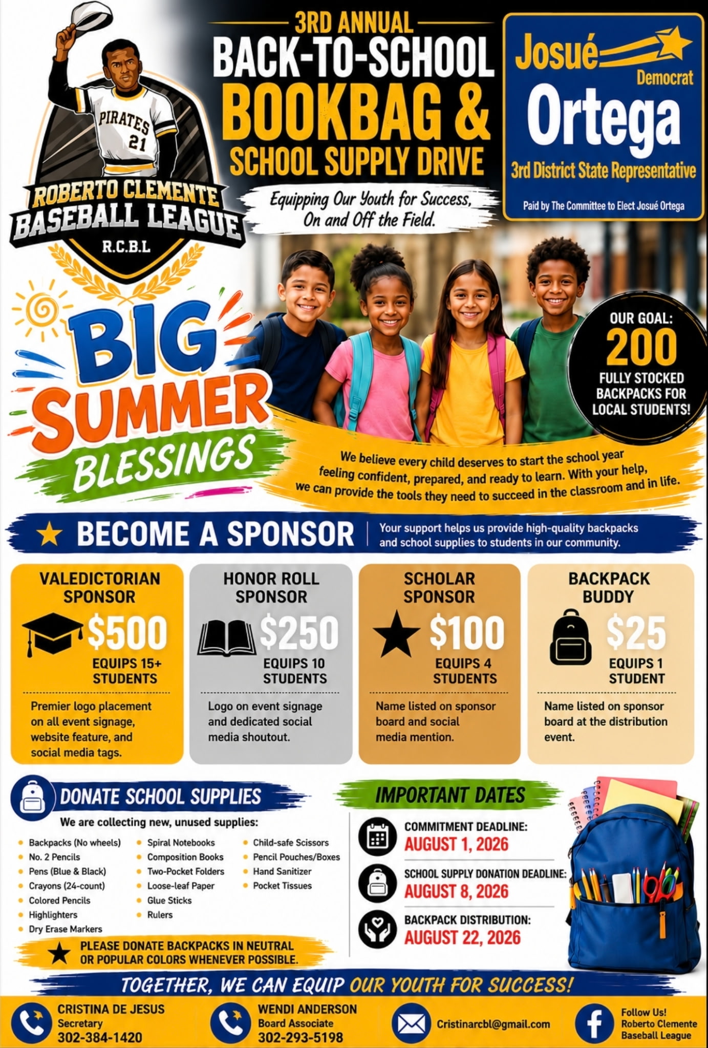 3RD ANNUAL BACK-TO-SCHOOL BOOKBAG & SCHOOL SUPPLY DRIVE